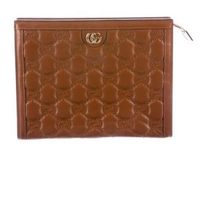 Gucci GG Brown Matelasse Pouch